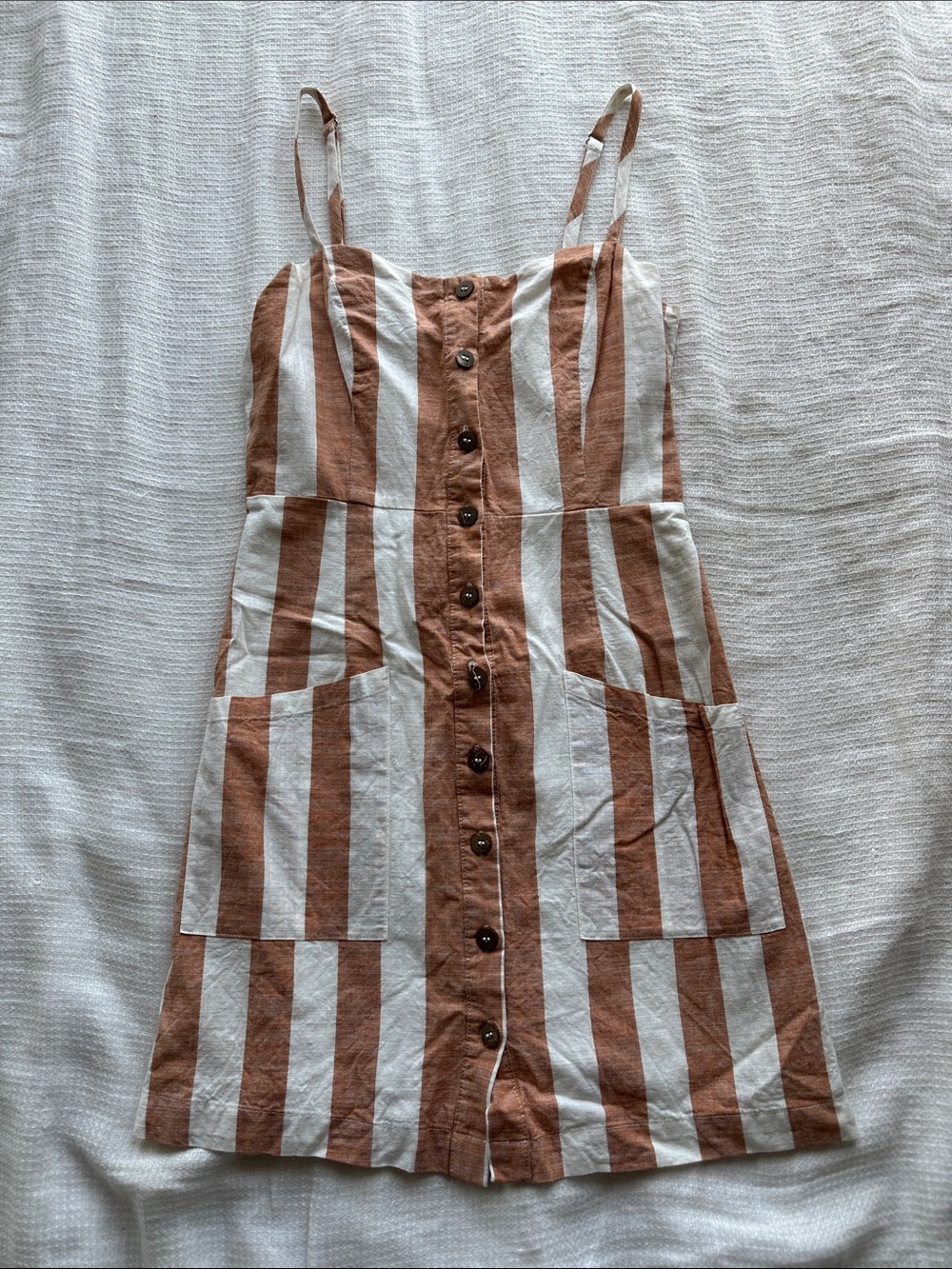 Forever 21 Rust Orange and White Striped Button-Front Mini Dress